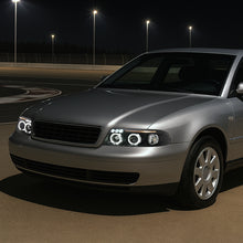 Ronnin - Fits 1999-2001 Audi A4 Upgraded LED Dual Halo Rims Projector Headlights Assembly Pair | Black