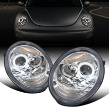 Ronnin - Fits 1998-2005 Volkswagen Beetle Upgrade Replacement Halogen Projector Headlights Assembly Pair | Chrome