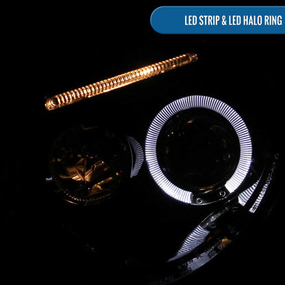 Ronnin - Fits 1998-2005 Volkswagen Beetle Upgrade Replacement Halogen Projector Headlights Assembly Pair | Black Smoke