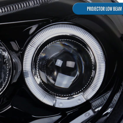 Ronnin - Fits 1998-2005 Volkswagen Beetle Upgrade Replacement Halogen Projector Headlights Assembly Pair | Black Smoke