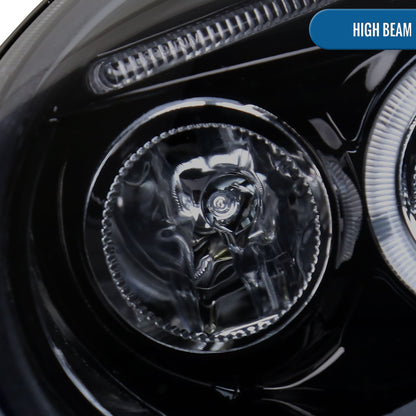 Ronnin - Fits 1998-2005 Volkswagen Beetle Upgrade Replacement Halogen Projector Headlights Assembly Pair | Black Smoke