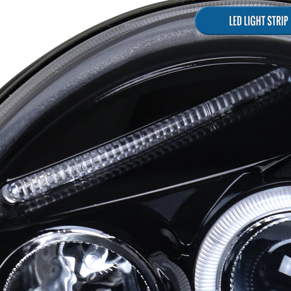 Ronnin - Fits 1998-2005 Volkswagen Beetle Upgrade Replacement Halogen Projector Headlights Assembly Pair | Black Smoke