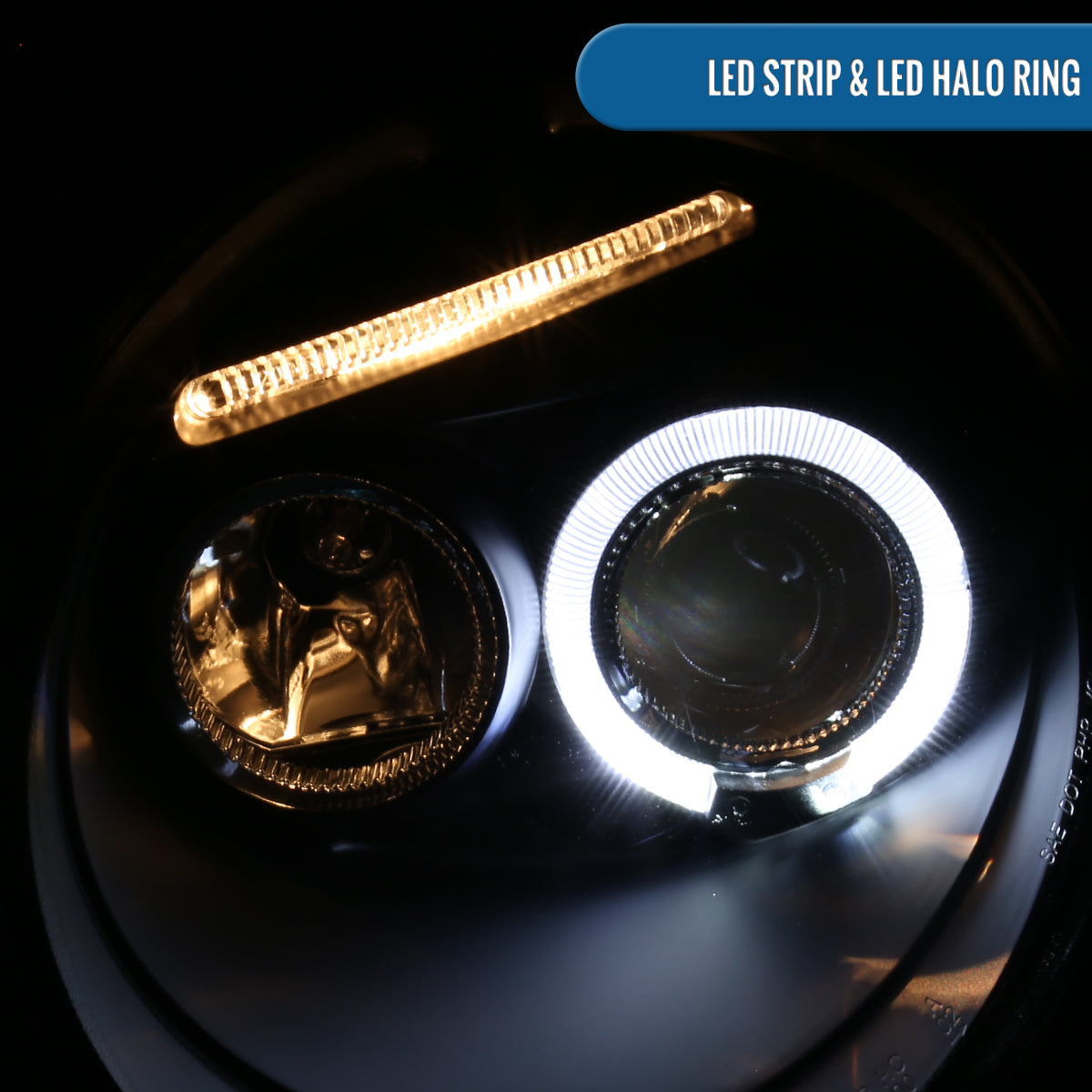 Ronnin - Fits 1998-2005 Volkswagen Beetle Upgrade Replacement Halogen Projector Headlights Assembly Pair | Black