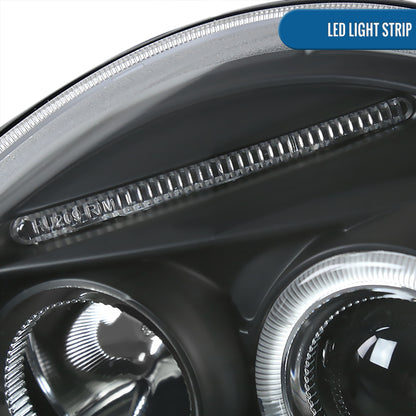 Ronnin - Fits 1998-2005 Volkswagen Beetle Upgrade Replacement Halogen Projector Headlights Assembly Pair | Black