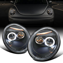 Ronnin - Fits 1998-2005 Volkswagen Beetle Upgrade Replacement Halogen Projector Headlights Assembly Pair | Black