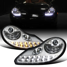Ronnin - Fits 1997-2004 Porsche Boxster 1997-2001 Porsche 911 Upgrade Assembly LED Running Lights Projector Headlights Pair | Chrome