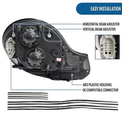 Ronnin - Fits 1997-2004 Porsche Boxster 1997-2001 Porsche 911 Upgrade Assembly LED Running Lights Projector Headlights Pair | Black Smoke