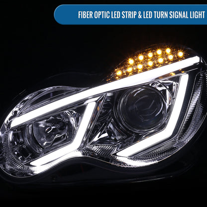 Ronnin - Compatible con Mercedes Benz C230 C240 C280 C320 Sedán 2001-2007 Faros delanteros con proyector de tubo LED y luces de circulación diurna, par | Cromado