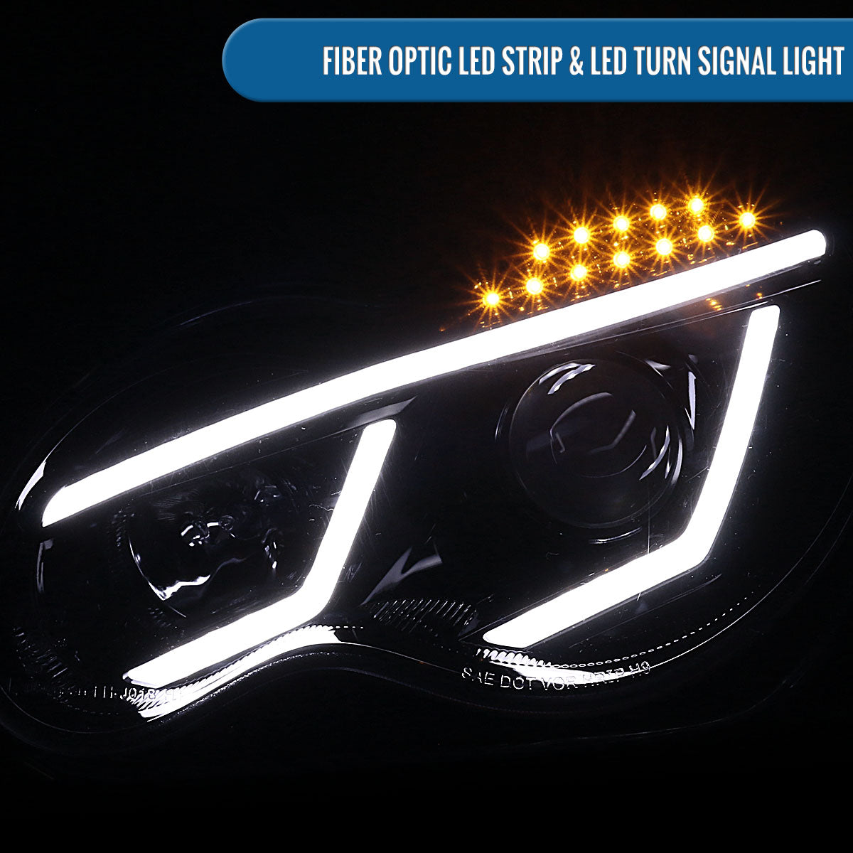 Ronnin - Compatible con Mercedes Benz C230 C240 C280 C320 Sedán 2001-2007 Faros delanteros con proyector de tubo LED y luces de circulación diurna, par | Negro brillante