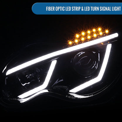 Ronnin - Compatible con Mercedes Benz C230 C240 C280 C320 Sedán 2001-2007 Faros delanteros con proyector de tubo LED y luces de circulación diurna, par | Negro brillante