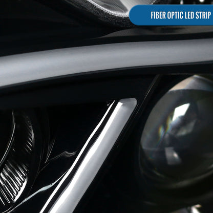 Ronnin - Compatible con Mercedes Benz C230 C240 C280 C320 Sedán 2001-2007 Faros delanteros con proyector de tubo LED y luces de circulación diurna, par | Negro brillante