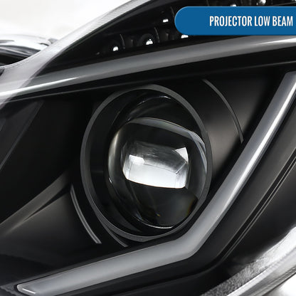 Ronnin - Compatible con Mercedes Benz C230 C240 C280 C320 Sedan años 2001-2007, montaje de faros delanteros con proyector y luces LED de circulación diurna, par | Negro