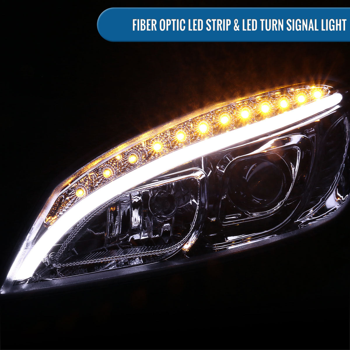 Ronnin - Compatible con Mercedes-Benz C300 C350 2008-2011 Faros delanteros con proyector de señales de giro LED de repuesto mejorados Par | Cromado