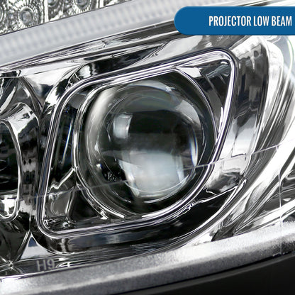 Ronnin - Compatible con Mercedes-Benz C300 C350 2008-2011 Faros delanteros con proyector de señales de giro LED de repuesto mejorados Par | Cromado