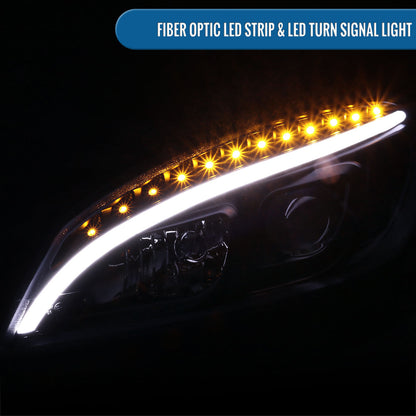 Ronnin - Compatible con Mercedes-Benz C300 C350 2008-2011, par de faros delanteros con proyector y luces direccionales LED de reemplazo mejorado | Negro