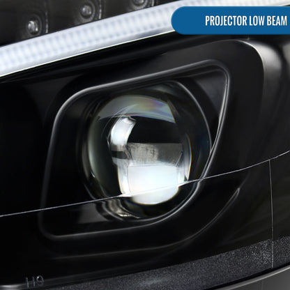 Ronnin - Compatible con Mercedes-Benz C300 C350 2008-2011, par de faros delanteros con proyector y luces direccionales LED de reemplazo mejorado | Negro