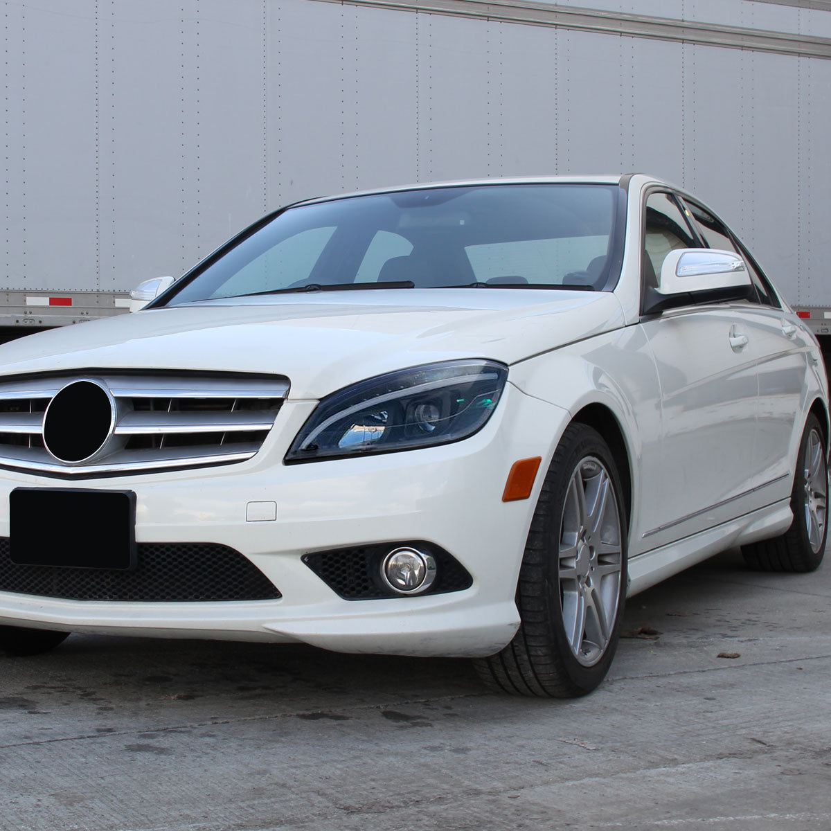 Ronnin - Compatible con Mercedes-Benz C300 C350 2008-2011, par de faros delanteros con proyector y luces direccionales LED de reemplazo mejorado | Negro