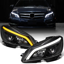 Ronnin - Fits 2012-2015 Mercedes-Benz W204 C-Class 2Dr 4Dr C180 C250 C350 2Dr Switchback LED Sequential Turn Signal Halogen Projector Headlights Assembly Pair | Black