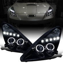 Ronnin - Fits 2000-2005 Toyota Celica LED Dual Rims Projector Headlights Assembly Replacement Pair | Black Smoke