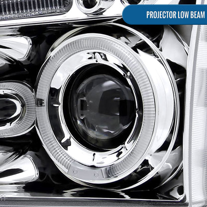 Ronnin - Fits 2006-2010 Dodge Charger LED Dual Rims Projector Halogen Headlights Assembly Pair | Chrome