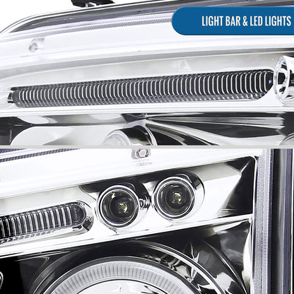 Ronnin - Fits 2006-2010 Dodge Charger LED Dual Rims Projector Halogen Headlights Assembly Pair | Chrome