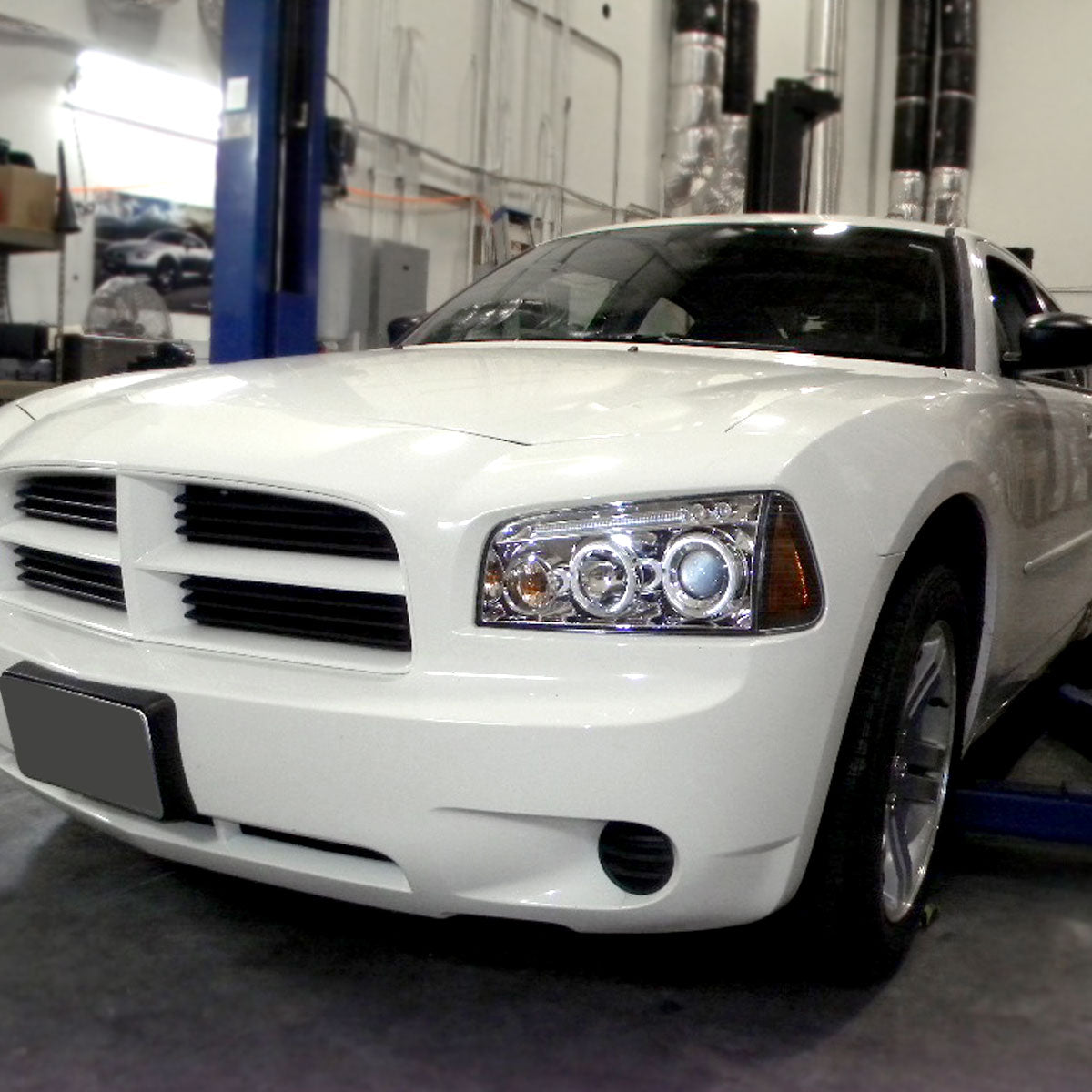 Ronnin - Fits 2006-2010 Dodge Charger LED Dual Rims Projector Halogen Headlights Assembly Pair | Chrome