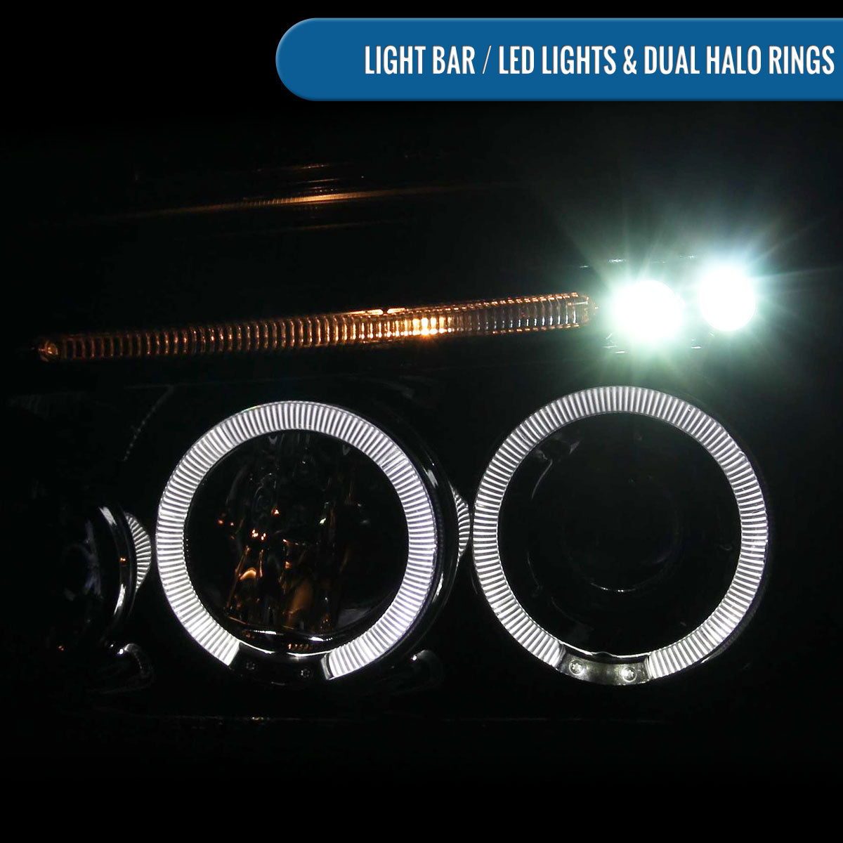 Ronnin - Fits 2006-2010 Dodge Charger LED Dual Rims Projector Halogen Headlights Assembly Pair | Black Smoke