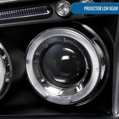 Ronnin - Fits 2006-2010 Dodge Charger LED Dual Rims Projector Halogen Headlights Assembly Pair | Black