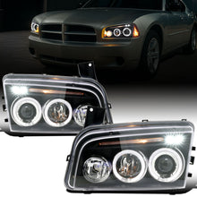 Ronnin - Fits 2006-2010 Dodge Charger LED Dual Rims Projector Halogen Headlights Assembly Pair | Black