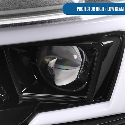 Ronnin - Compatible con Dodge Charger 2015-2023, Luces Delanteras Halógenas con Proyector y Direccionales Secuenciales LED Mejoradas, Par | Negro Brillante