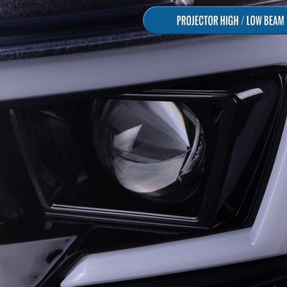 Ronnin - Compatible con Dodge Charger 2015-2023, Luces Delanteras Halógenas con Proyector LED Secuenciales Mejoradas de Repuesto, Par | Negro Humo