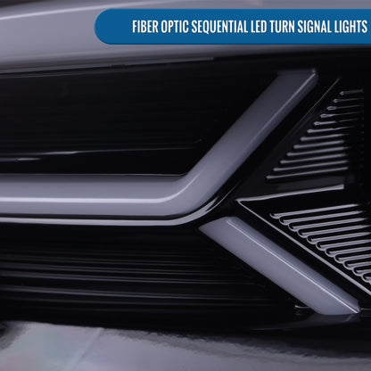 Ronnin - Compatible con Dodge Charger 2015-2023, Luces Delanteras Halógenas con Proyector LED Secuenciales Mejoradas de Repuesto, Par | Negro Humo