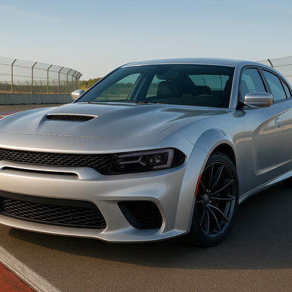 Ronnin - Compatible con Dodge Charger 2015-2023, Luces Delanteras Halógenas con Proyector LED Secuenciales Mejoradas de Repuesto, Par | Negro Humo