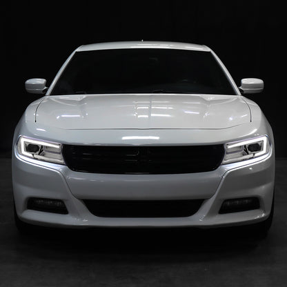 Ronnin - Compatible con Dodge Charger 2015-2023 | Par de faros delanteros halógenos de proyector con intermitentes LED secuenciales de repuesto mejorados | Cromados