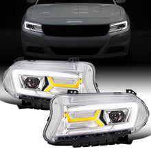 Ronnin - Compatible con Dodge Charger 2015-2023 | Par de faros delanteros halógenos de proyector con intermitentes LED secuenciales de repuesto mejorados | Cromados