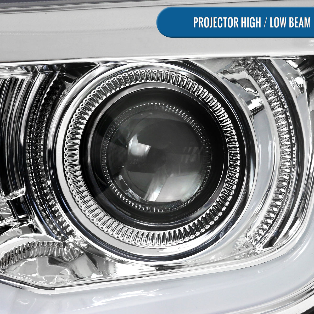 Ronnin - Compatible con Chevy Camaro 2010-2013, par de conjuntos de faros delanteros tipo proyector halógeno con tubo de luz LED de circulación diurna mejorado | Cromado