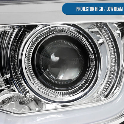 Ronnin - Compatible con Chevy Camaro 2010-2013, par de conjuntos de faros delanteros tipo proyector halógeno con tubo de luz LED de circulación diurna mejorado | Cromado