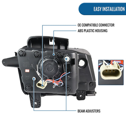 Ronnin - Compatible con Chevy Camaro 2010-2013, par de conjuntos de faros delanteros tipo proyector halógeno con tubo de luz LED de circulación diurna mejorado | Cromado