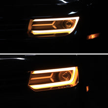 Ronnin - Fits 2014-2015 Chevy Camaro Halogen Projector Headlights Switchback LED Sequential Turn Signal Pair | Black