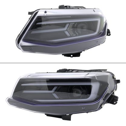 Ronnin - Fits 2016-2018 Chevy Camaro Halogen Projector Headlights Switchback LED Sequential Turn Signal and DRL Pair | Glossy Black