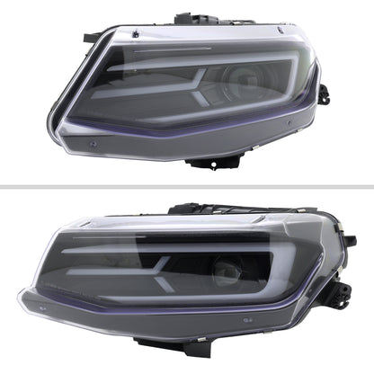 Ronnin - Fits 2016-2018 Chevy Camaro Halogen Projector Headlights Switchback LED Sequential Turn Signal and DRL Pair | Black