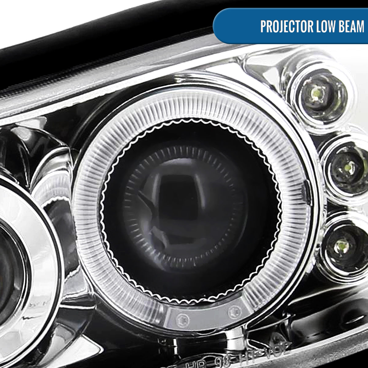 Ronnin - Fits 1998-2002 Chevy Camaro Upgrade Replacement LED Dual Halo Rims Projector Headlights Assembly Pair | Chrome