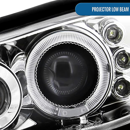 Ronnin - Fits 1998-2002 Chevy Camaro Upgrade Replacement LED Dual Halo Rims Projector Headlights Assembly Pair | Chrome