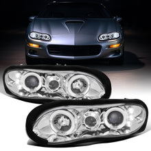 Ronnin - Fits 1998-2002 Chevy Camaro Upgrade Replacement LED Dual Halo Rims Projector Headlights Assembly Pair | Chrome