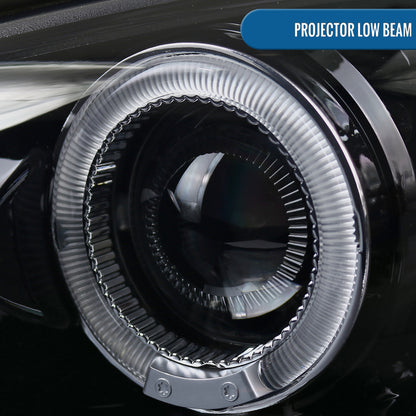 Ronnin - Fits 1998-2002 Chevy Camaro Upgrade Replacement LED Dual Halo Rims Projector Headlights Assembly Pair | Black Smoke