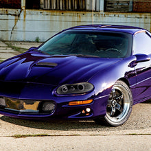 Ronnin - Fits 1998-2002 Chevy Camaro Upgrade Replacement LED Dual Halo Rims Projector Headlights Assembly Pair | Black Smoke