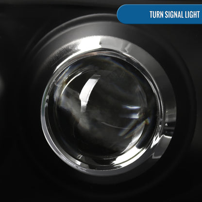 Ronnin - Fits 1998-2002 Chevy Camaro Upgrade Replacement LED Dual Halo Rims Projector Headlights Assembly Pair | Black