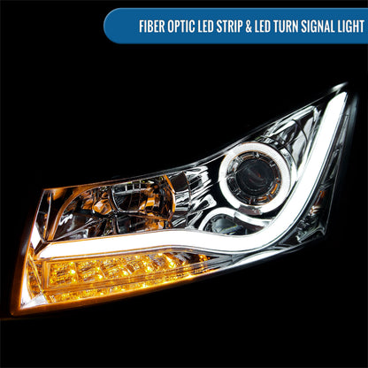 Ronnin - Se adapta a Chevrolet Cruze 2011-2016 Luces de circulación diurna LED de repuesto mejoradas, intermitentes, conjunto de faros con proyector (Par) | Cromo