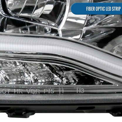 Ronnin - Se adapta a Chevrolet Cruze 2011-2016 Luces de circulación diurna LED de repuesto mejoradas, intermitentes, conjunto de faros con proyector (Par) | Cromo