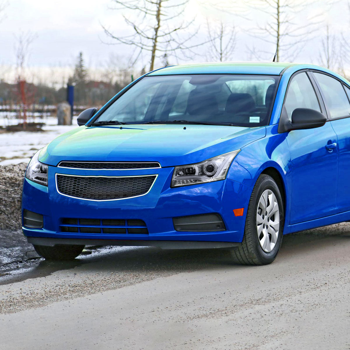 Ronnin - Se adapta a Chevrolet Cruze 2011-2016 Luces de circulación diurna LED de repuesto mejoradas, intermitentes, conjunto de faros con proyector (Par) | Cromo